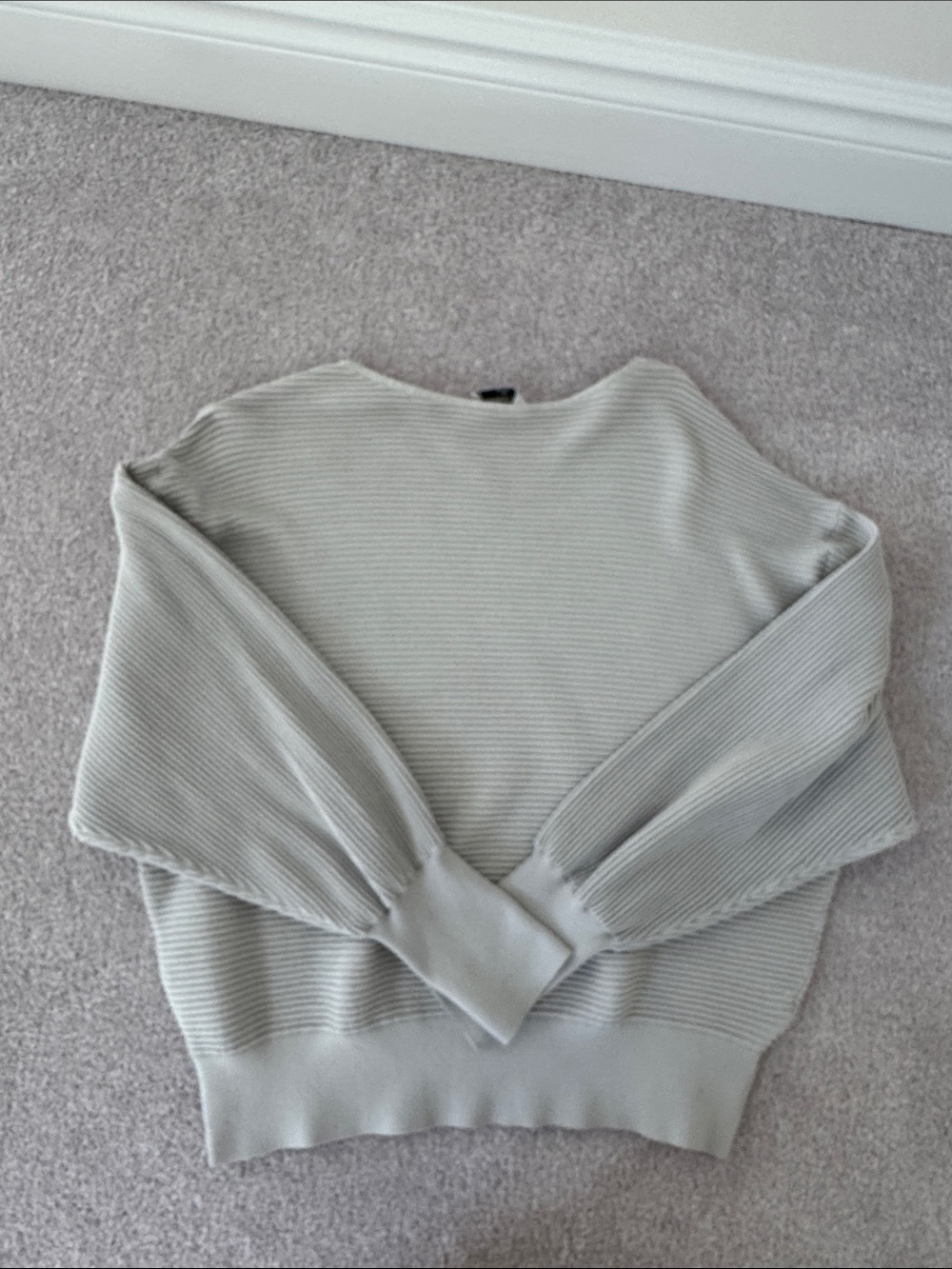 Babaton Ribbed Crewneck Sweater in Light Gray